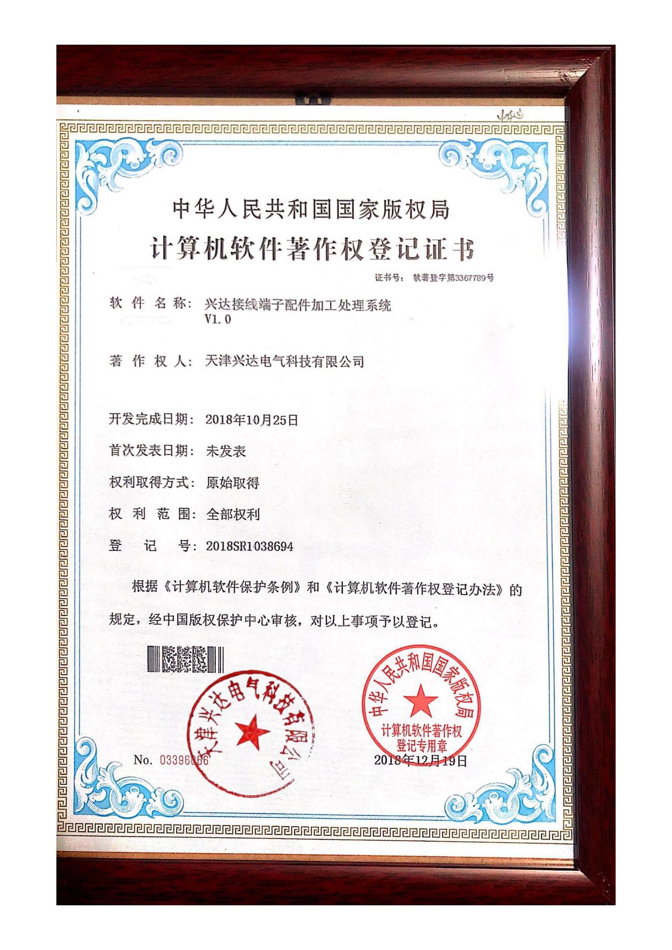 Company Software Copyright Cer